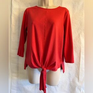 J. Jill Red Tie-front three quarter sleeve blouse top Sz-S.  CC17